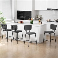 Bar Stools Set of 4 - Bacyion  Grey  Metal