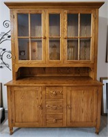 Tom Seely Solid Oak Cupboard China Cabinet NICE!