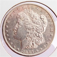 Coin Coin 1897 S Morgan Silver Dollar Unc.