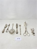 5 Sterling Meat Forks & Assorted Silver Plate