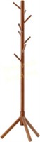 Aibiju Wood Coat Rack  8 Hooks  Brown