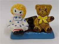 Vintage Avon Raggedy Ann & Teddy Bear on Base