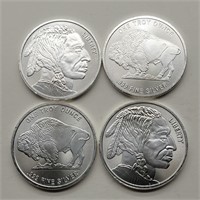 4 TROY OUNCES OF .999 FINE SILVER 
4- BUFFALO