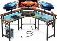 ODK L Shaped Gaming Desk  51 with LED & Outlets