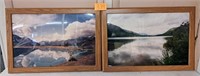 2 lake photographs in frames