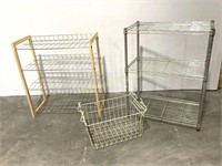 (2) Metal Shelving and Basket