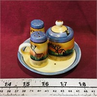 Painted Salt, Pepper & Sugar Set (Vintage)