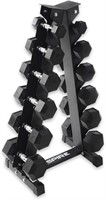 Inspire Fitness Rubber Dumbbell Set with Rack