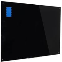 Magnetic Black Glass Board with Eraser Frameless