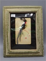 VTG matted/framed Mexican feather art bird artwork