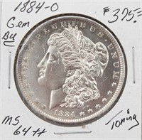 1884-O Morgan Silver Dollar Coin BU TONING