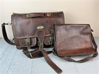Lot of 2 Genuine Leather Brown Crossbody Bags