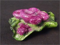 Ruby & Zoisite Sculpture Snake & Frog, 2.5" x 3.5"