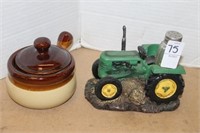 TRACTOR SALT AND PEPPER HOLDER AND SOUP BOWL