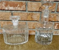 Two clear glass decanters. Both look new. Krosono