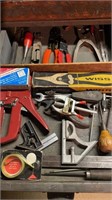 Tool lot - some vintage items- level, staple gun,