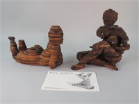 Pair of Wooden Layered Statues