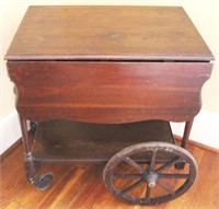 Vintage Mahogany Drop Leaf Tea Cart