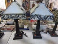 PAIR-- TIFFANY STYLE TABLE LAMPS