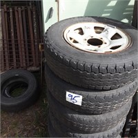 Qty 6 Stud Rims & Tyres, Approx 10