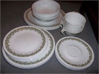 6 Vtg Corelle Green Crazy Daisy 6 Piece Settings