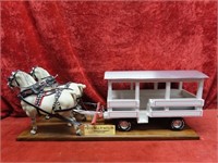2 Breyer Percheron stallions pulling Wagon.