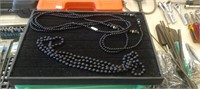 4 Ladies Black Glass Bead Necklaces