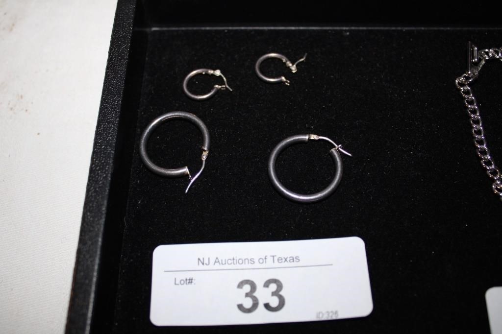 2 PAIR STERLING SILVER EAR RINGS