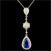 18K Gold 2.96ct Tanzanite & 0.59ctw Diamond Pendan