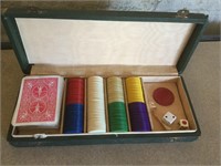 Vintage Casino chips and cards in case