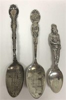 Lot of 3 Vintage Sterling Silver Souvenir Spoons