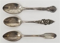 Lot of 3 Vintage Sterling Silver Souvenir Spoons