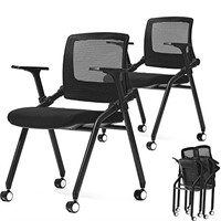 FYLICA Foldable Office Chair Set of 2 with PU Whe