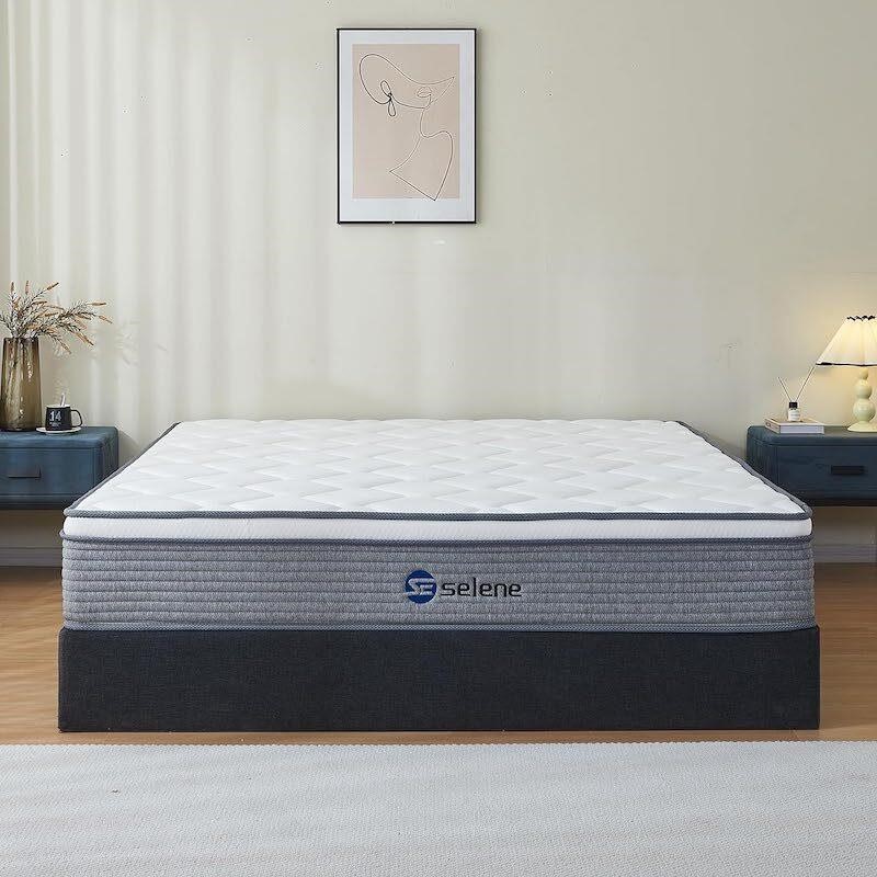 Selene 12" Hybrid King Mattress, Medium Firm, Grey