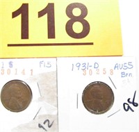 Coin 1911-S and 1931-D Lincoln Head Cents