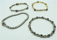 (4) STERLING TENNIS BRACELETS with STONES