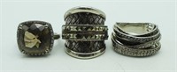 (3) FASHION STERLING RINGS - UNIQUE STYLE
