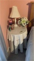 Table, Artificial flowers, Lamp, Candle