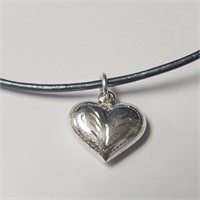 $100 Silver With Leather Chord Necklace