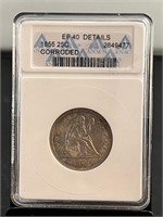 1855 Seated Liberty Quarter ANACS EF 40