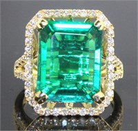 14kt Gold 8.11 ct Emerald & Diamond Ring