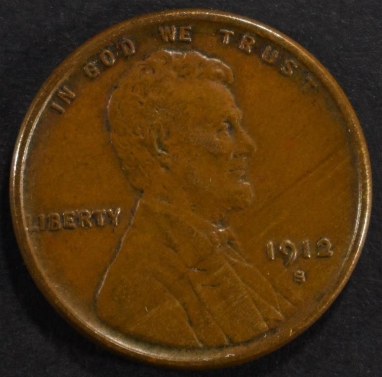 1912-S LINCOLN CENT CH AU