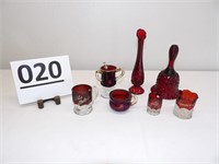 Ruby Glass, Fenton Vase & Bell, Souvenir Items