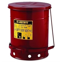 JUSTRITE 09300 Red Oily Waste Can, 10gal Lever Lid