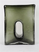 BLOWN RECTANGULAR ART GLASS VASE