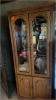 OAK GLASS FRONT HUTCH WITH GLASS SHELVES