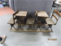 Vintage Unique Metal Classroom Kid Desks/Chairs