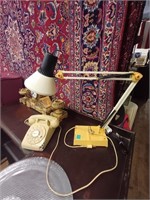 Angle Poise Desk Lamp & a Vintage White Telephone