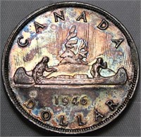 Canada Silver Dollar 1946 Toned