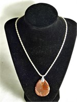 Sterling Silver Necklace with Stone Pendant